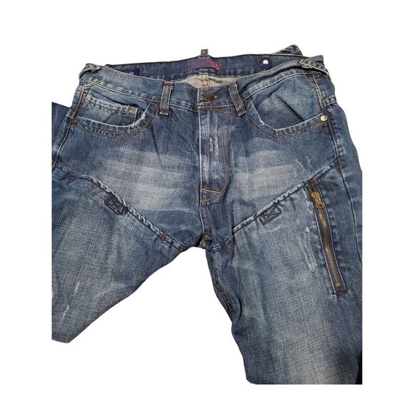 Syn Jeans Mens Sz 32x32 Gambler Bootcut Zipper‎ Pockets Distressed - Picture 7 of 10